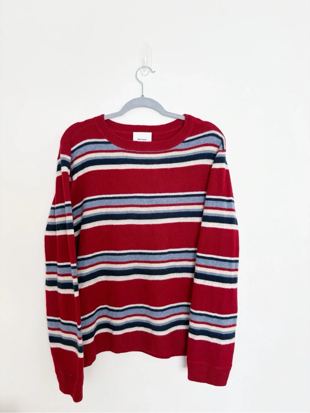 Reformation Cashmere Boyfriend Sweater
Crimson Multi Stripe Large - Picture 2 of 6